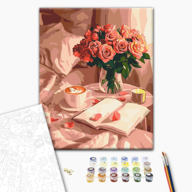 Картина по номерам Аромат роз и кофе Brushme 40 х 50 BS54286