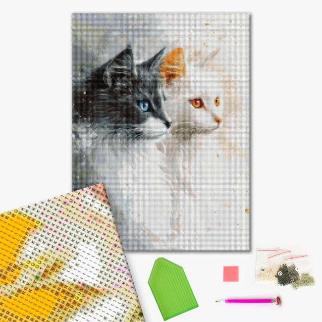 Алмазна мозаїка Два милих котика Brushme 40 х 50 DBS1261