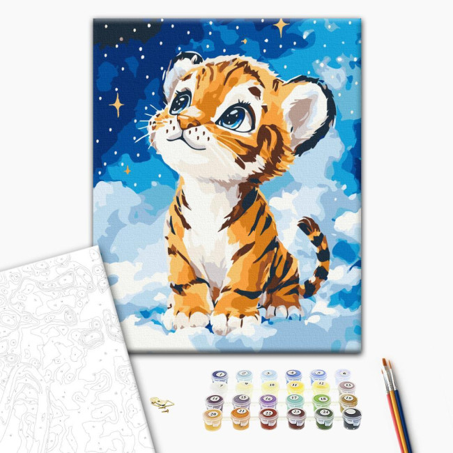 Картина за номерами Мрійливе тигреня 30 х 40 Brushme KBS0190