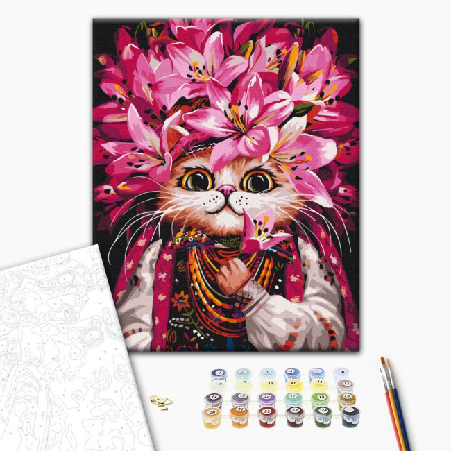 Картина за номерами Киця в лілеях Маріанна Пащук  40 х 50 Brushme  BS54143
