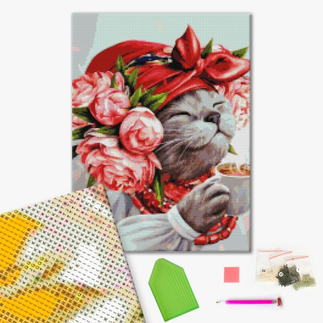 Алмазная мозаика Кошка хозяйка Марианна Пащук  40 х 50 Brushme DBS1036