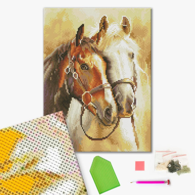 Алмазна мозаїка Шляхетні коні Brushme 30 х 40 RDBS7024