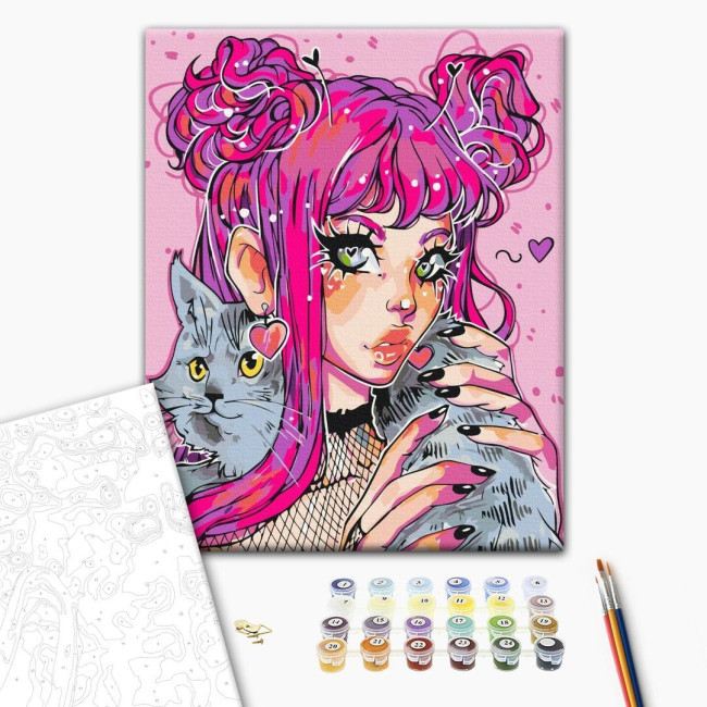Картина за номерами Котячий погляд з неоновими фарбами Brushme 40 х 50 BS53522