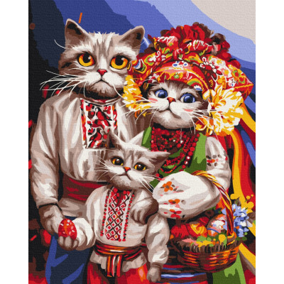 Картина за номерами Сім'я котиків гуцулів 40 х 50 Brushme  BS53737