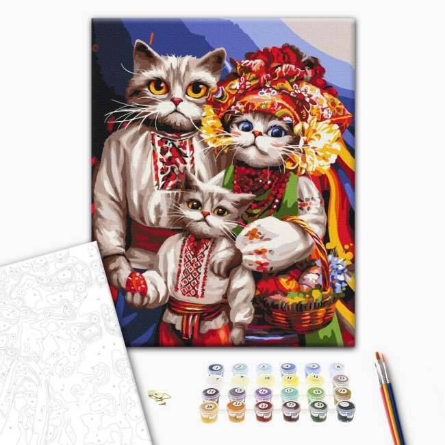 Картина за номерами Сім'я котиків гуцулів 40 х 50 Brushme  BS53737