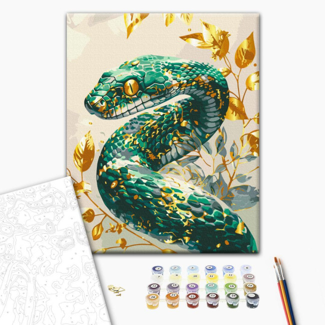 Картина по номерам  Изумрудная змея с красками металлик Brushme 40 х 50 BS54118