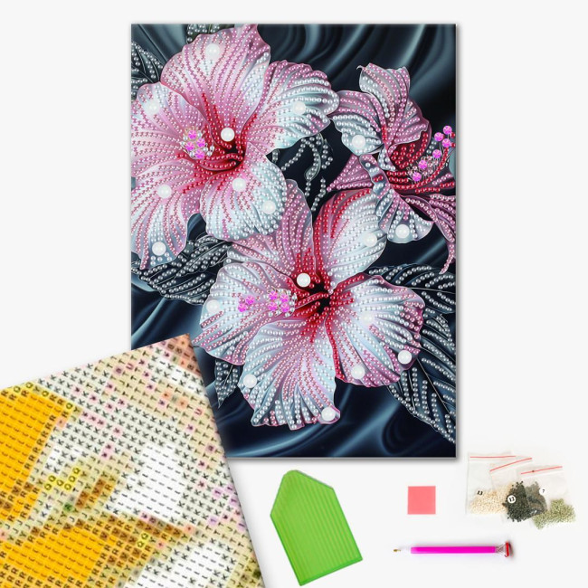 Алмазна мозаїка Рожевий гібіскус 25 х 25 Brushme BH006